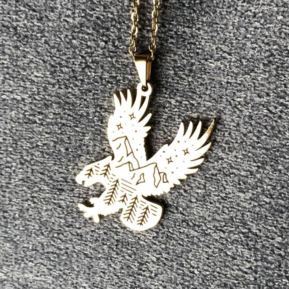Eagle Silhouette Stainless Steel Pendant ~ Brand New!